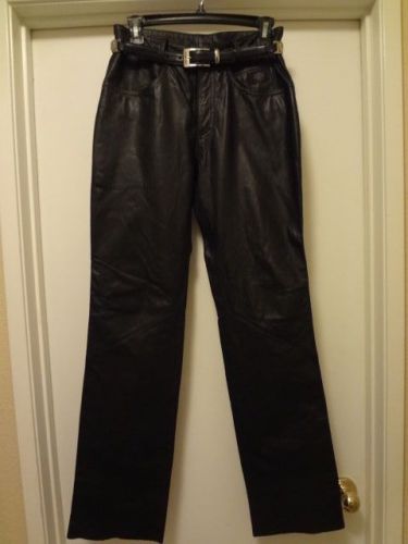 Ladies harley davidson leather motorcycle black pants w/hd belt size 4 new