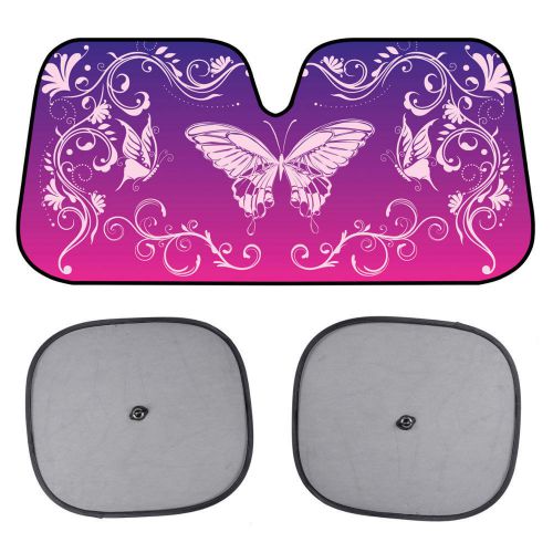 Bdk swirl butterfly sunshade for car windshield purple autoshade foldable visor