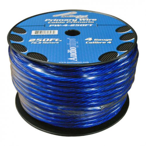 Power wire 4ga 250' blue audiopipe pw4bl wire
