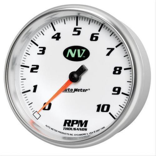 Autometer nv series tachometer 0-10,000 5&#034; dia in-dash white face 7498