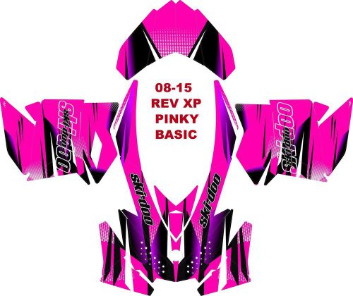 Snowmobile ski doo decal sticker wrap kit  rev,xp, xr,xs,xm  03-16 pinky basic