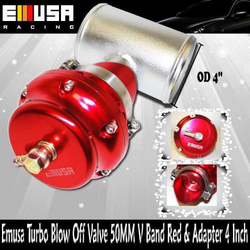 Universal turbo bov emusa 50mm v band red adapt 4&#034; for nissan 240sx honda subaru