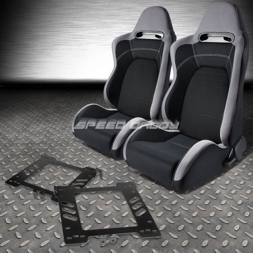 Pair type-r gray black cloth sport racing seat+bracket for 99-05 golf/jetta