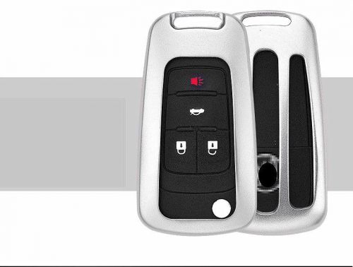 Buick regal verano aluminium silver remote key cover case fob shell w/ keyring