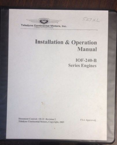 Continental iof-240b engine series installation and operation manual