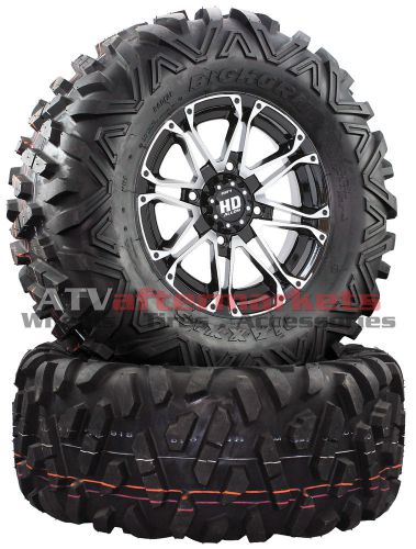 Sti hd3 machined 14" atv wheels 28" bighorn rwl tires suzuki king quad irs