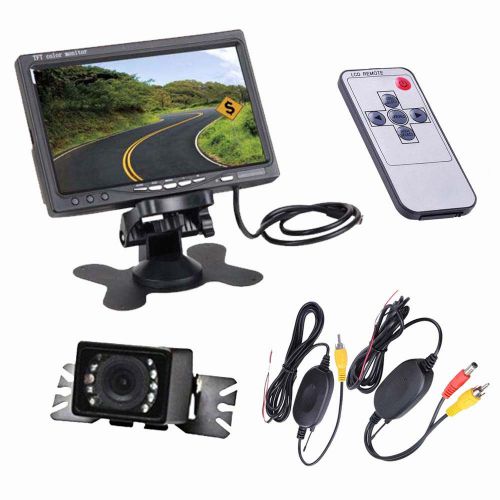 7&#034; tft lcd car rear view backup monitor+wireless parking night vision camera kit
