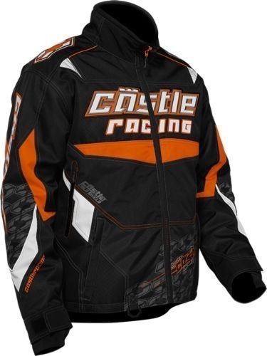 Castle x mens bolt g2b warm winter snowmobile jacket coat -orange- large -new