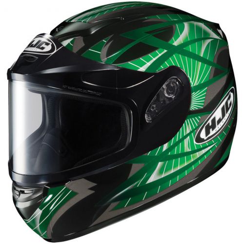 Hjc cs-r2 storm graphic green snow helmet dual lens size xxl