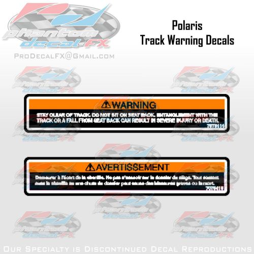 Polaris track warning decals wedge reproduction vinyl 2 pieces sticker