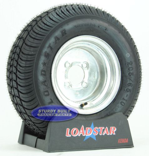 (2) boat trailer tires 20.5x8-10 galvanized 4 bolt wheel 205/65-10 10" rim lrc