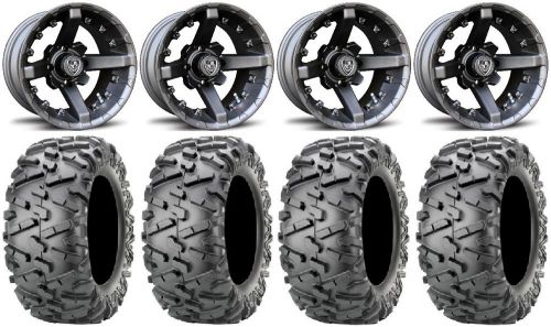 Fairway alloys battle black golf wheels 12&#034; 23x10-12 bighorn 2.0 tires yamaha