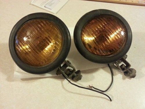 Vintage truck jeep car automobile round chrome amber yellow driving fog lights