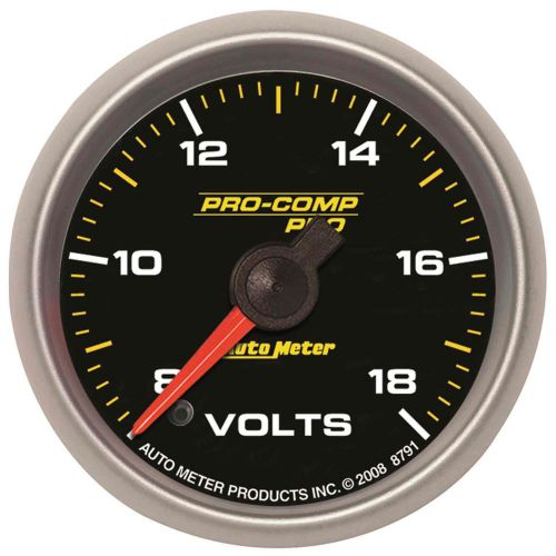 Auto meter 8791 voltmeter 2-1/16&#034;, 8-18v pro-comp pro