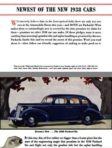 Packard 1938 - newest of the new 1938 cars - packard six &amp; packard eight