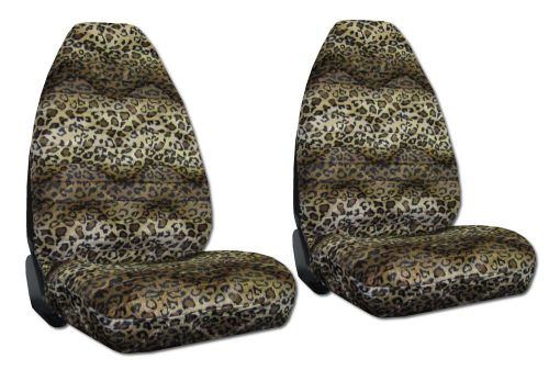 Gold tan leopard car truck suv high back seat covers a309