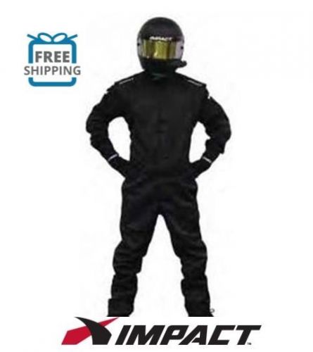 Impact sportsman single-layer 1-piece driving suit - medium, black - sfi 3.2a 1