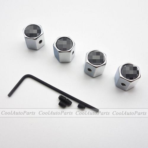 4x silver car air valve caps anti theft wheel stems airtight tire fits for audi