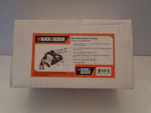 Black &amp; decker 400 watt power inverter  pi400abozr, new in box!