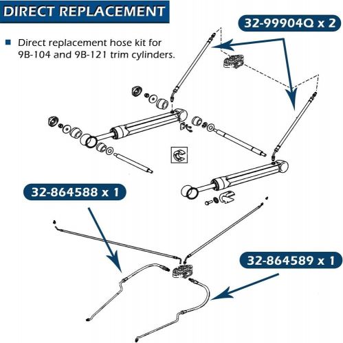 Trim Tilt Hydraulic Ram Cylinder Hose Kit for Mercruiser Alpha Bravo 15-9/16", US $75.49, image 7