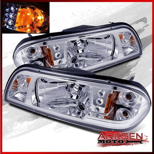87-93 ford mustang chrome led headlights + corner + parking lights 3in1 pair set
