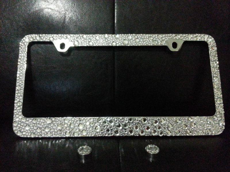 New crystal diamond mix size rhinestone super bling custom license plate frame 