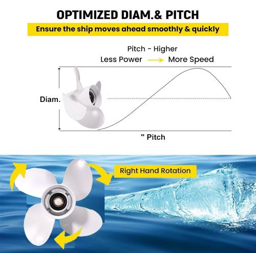 4Blades 13.4 x 15 Outboard Boat Propeller Aluminum For Yamaha 50-130HP 15 Spline, US $166.98, image 2