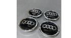 Audi 69mm black chrome wheel rim center hub caps emblem 4pc set 4b0601170a
