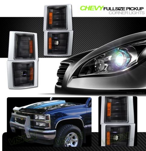 For 94-00 chevy c10 c/k pickup truck black amber signal corner lights lamps k2