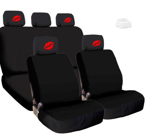 For VW New 4X Red Lips Logo Headrest And Black Fabric Seat Covers, US $41.87, image 10