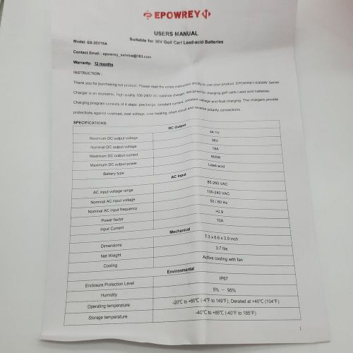 Epowery 18 AMP 36 Volt Golf Cart Battery Charger for EZGO TXT with D Style Plug, US $89.95, image 4