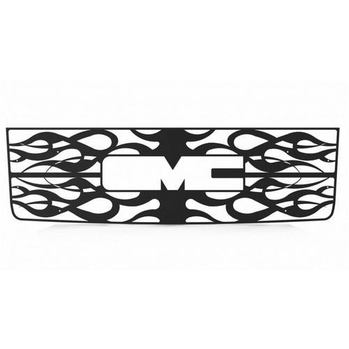 Gmc sierra ld 07-10 black horizontal flame front metal grille trim cover insert