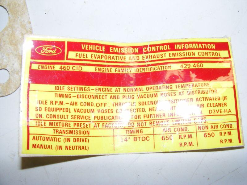 1973 FORD MERCURY 460 EMISSION CALIBRATION KIT NOS NEW D3AZ-6E017-D, US $34.99, image 4