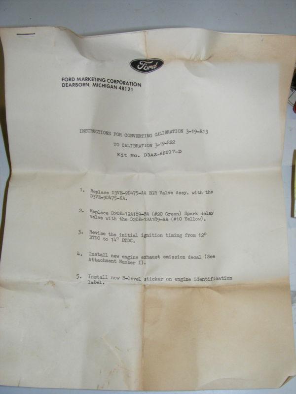 1973 FORD MERCURY 460 EMISSION CALIBRATION KIT NOS NEW D3AZ-6E017-D, US $34.99, image 5