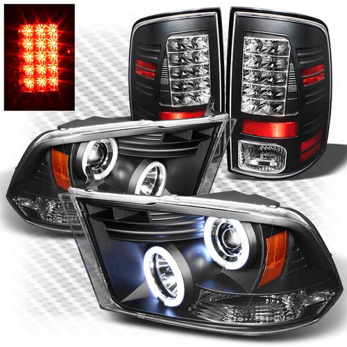 09-13 ram 1500, 10-13 2/3500 black ccfl pro headlights + philips-led tail lights