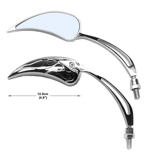 Purchase CHROME MOTORCYCLE BIKE MIRRORS Blade/Tear Drop Flame Pair^* in