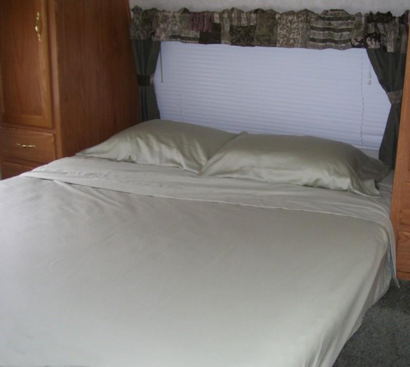 Short queen sheet set cotton 60x75 for rv mattress sage green new! made in usa