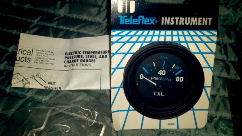 Teleflex oil pressure gauge 2" 0-80psi black bezel 56325 marine boat