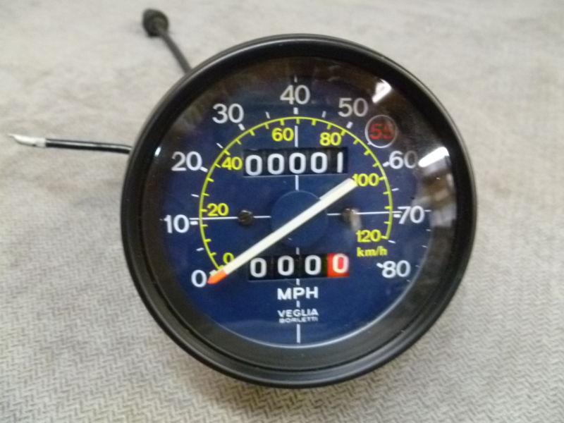 Moto guzzi speedometer 80mm 80mph - cable reset