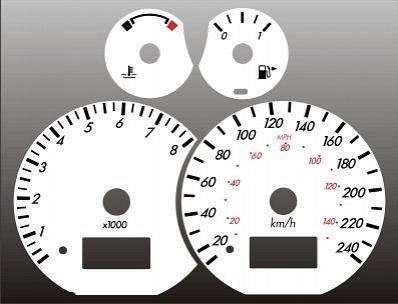 1999-2003 mercury cougar metric instrument cluster white face gauges kph kmh