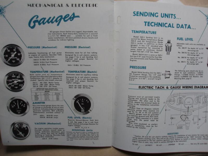 Purchase 1957 Stewart warner gauge panel catalog Marine & Hot Rods in