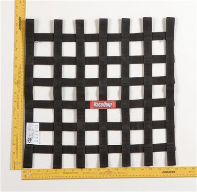Racequip 726003 window net ribbon square 18"x18" black sfi 27.1 each