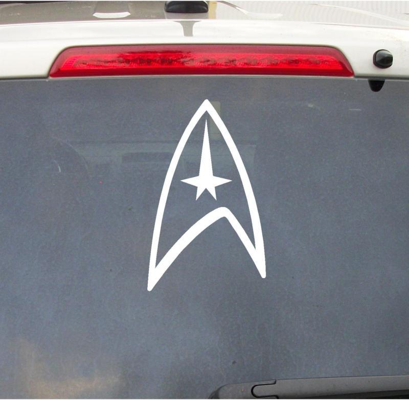 10in star trek emblem logo badge white vinyl decal sticker wall art car window 