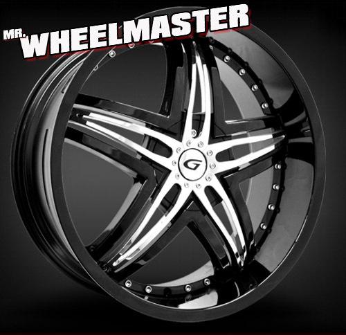  (4) 22 inch wheels gianna blitz  22x9.5 5x115/120 +13 blk/chrome inserts