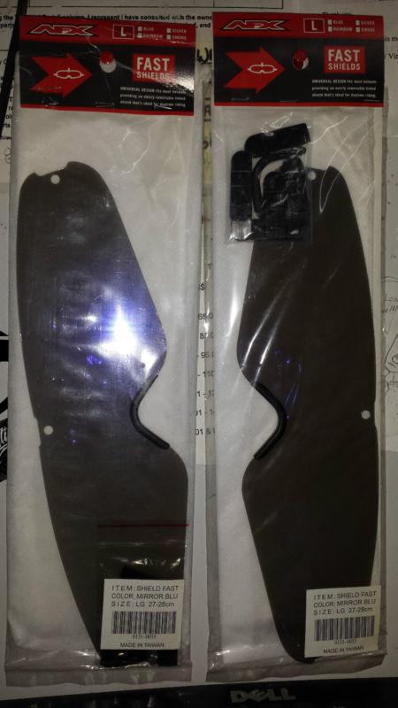 Afx fast shields universal helmet shields lg mirror blue pn# 0301-0053