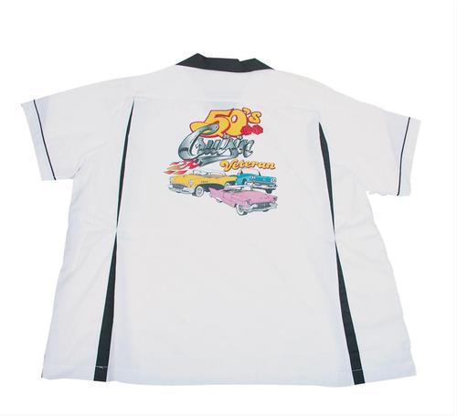 Ghh bowling shirt cotton polyester black white 50's cruisin veteran lg each