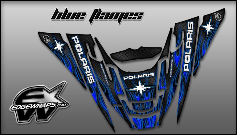 Polaris edge 02-10 rmk xc pro-x custom graphics -  blue flames