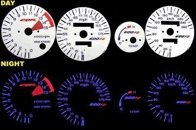 Honda cbr 600 f2 1991-1994 km/h & mph white face glow gauges plasma
