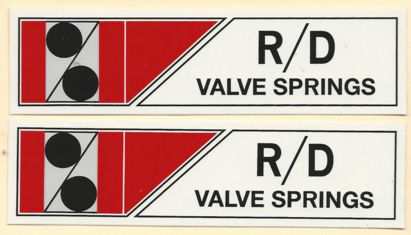2 x r/d valve springs racing decals sticker 6 inches long size new