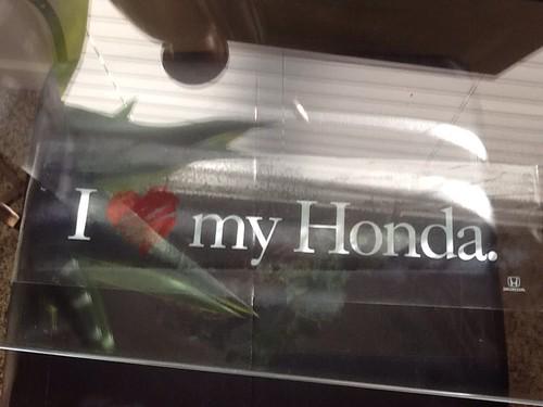 Rare * i love my honda - genuine oem jdm -static cling - heart